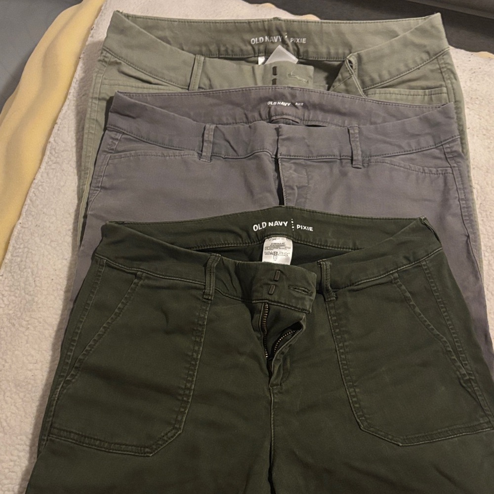 Old Navy Women's Pants Trio - Olive, Gray, Sage